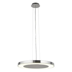 Wohnzimmerlampen|Esszimmer Lampen*Searchlight Stylische LED Pendelleuchte Metall Glas Ø50 cm in Chrom