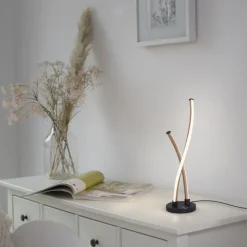 Wohnzimmerlampen|Schlafzimmer Lampen*Paul Neuhaus Stylische LED Tischlampe Schwarz Gold dimmbar mit Touch