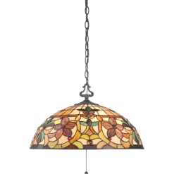 Elstead Tiffany Pendelleuchte FARFALLA 6 Bronze kürzbar< Wohnzimmerlampen|Glaslampen