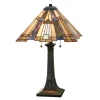 Elstead Tiffany Tischleuchte Zugschalter H:64cm Lampe< Wohnzimmerlampen|Glaslampen