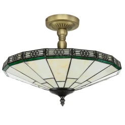 Glaslampen|Tiffany Lampen*Searchlight Tiffanylampe Decke Grün Weiß elegant