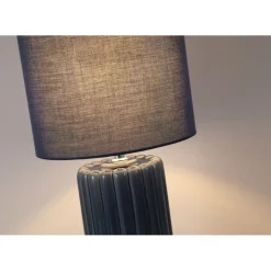 Searchlight Tischlampe blendarm Stoff Keramik E14 51 cm Marineblau< Wohnzimmerlampen|Stofflampen