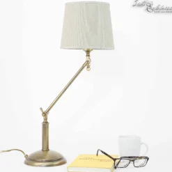 Giovanni Battista Tischlampe Bronze Hell Stoffschirm Snodo< Tischlampen|Schlafzimmer Lampen