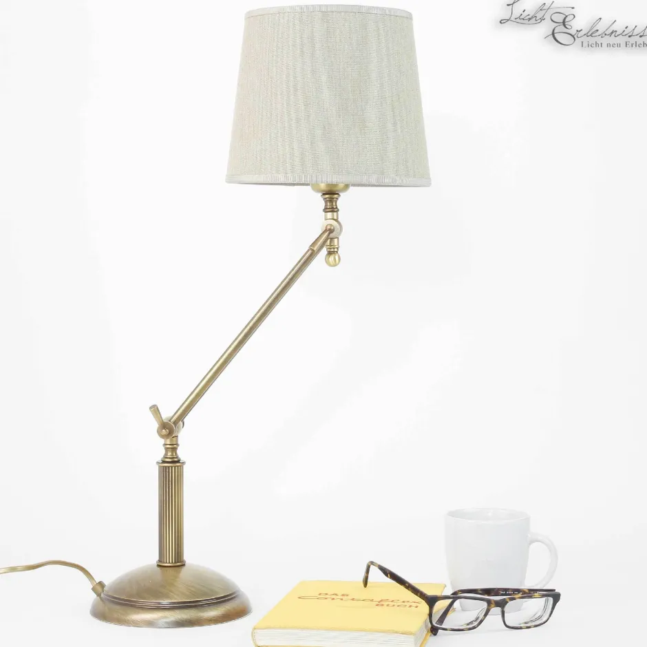Giovanni Battista Tischlampe Bronze Hell Stoffschirm Snodo< Tischlampen|Schlafzimmer Lampen
