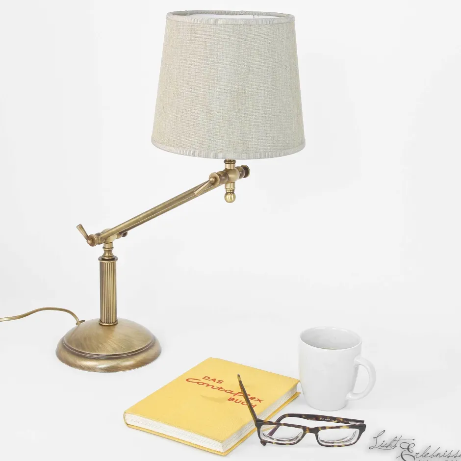 Giovanni Battista Tischlampe Bronze Hell Stoffschirm Snodo< Tischlampen|Schlafzimmer Lampen