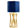 Tischlampen|Schlafzimmer Lampen*Elstead Tischlampe Design Gold Blau Marmor Fuß 87cm hoch