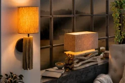 Invicta Interior Tischlampe Design Treibholz Stoff Unikat ATHELLA< Lampen Treibholz|Tischlampen