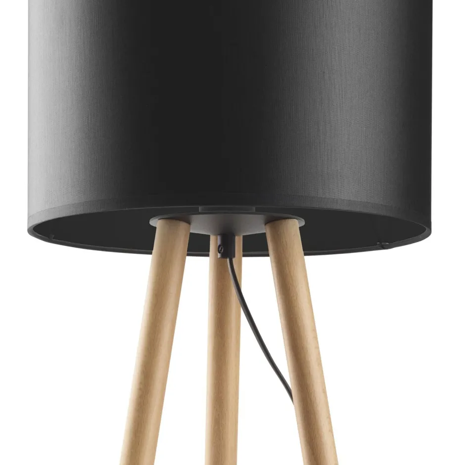 Tischlampen|Schlafzimmer Lampen*TK Lighting Tischlampe Dreibein 46 cm Skandinavisch Holz Stoff E27