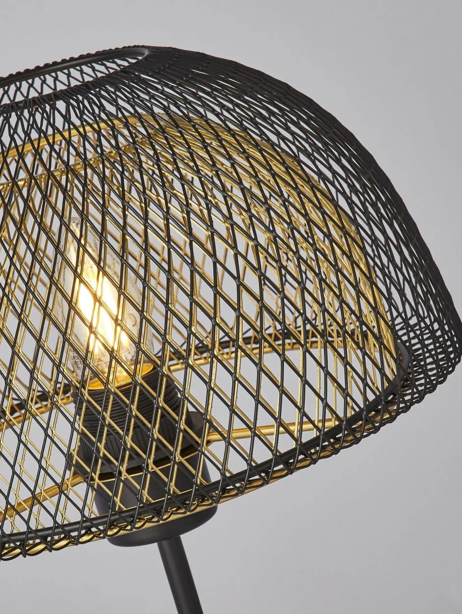 Schlafzimmer Lampen|Tischlampen*Searchlight Tischlampe E27 47 cm Ø 26 cm in Schwarz Gold LUCIA