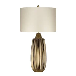 Elstead Tischlampe E27 67 cm in Bronze Weiß Keramik Stoff< Tischlampen|Schlafzimmer Lampen