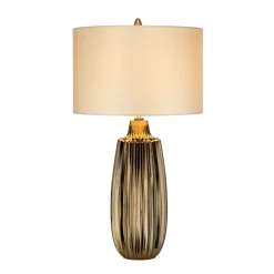 Elstead Tischlampe E27 67 cm in Bronze Weiß Keramik Stoff< Tischlampen|Schlafzimmer Lampen