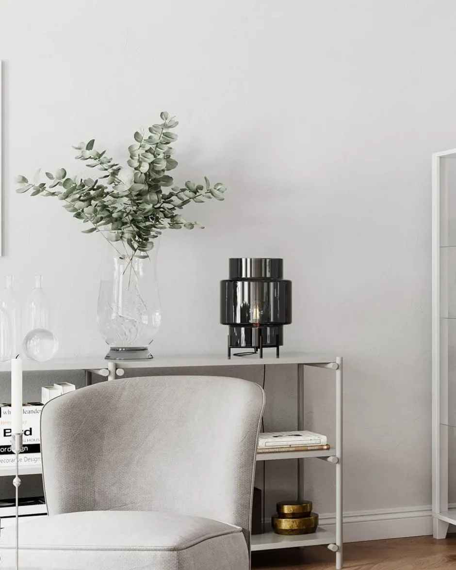 By Rydéns Tischlampe E27 37 cm Metall Rauchglas Dreibein< Wohnzimmerlampen|Metall Lampen