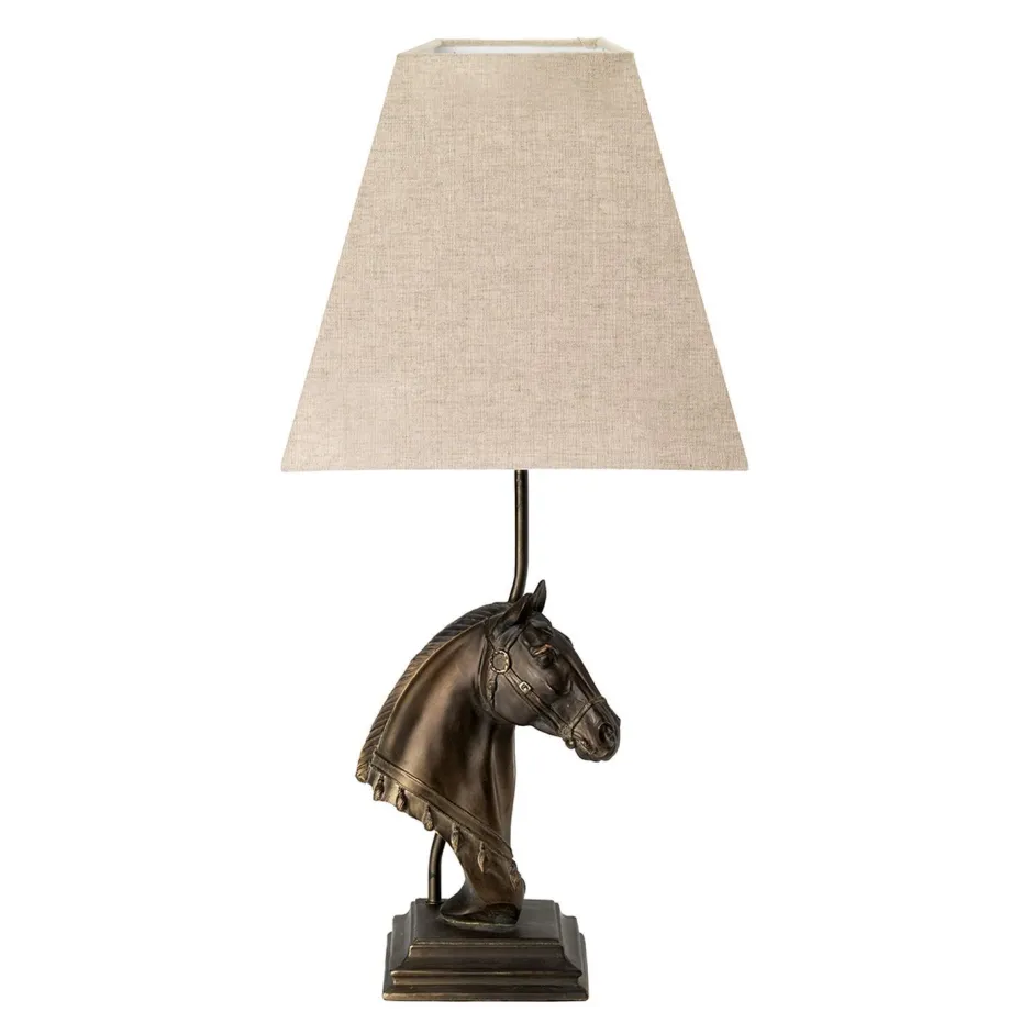 Wohnzimmerlampen|Schlafzimmer Lampen*Elstead Tischlampe E27 Pferd Büste Resin Jute ANIMIAL