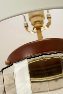 Tischlampen|Schlafzimmer Lampen*Elstead Tischlampe E27 Retro Design 51 cm Creme Grau Stoff Glas