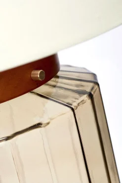 Tischlampen|Schlafzimmer Lampen*Elstead Tischlampe E27 Retro Design 51 cm Creme Grau Stoff Glas