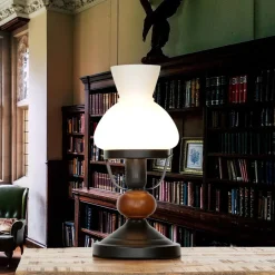 Easylight Tischlampe Echt-Holz Glas Landhausstil rustikal< Wohnzimmerlampen|Glaslampen