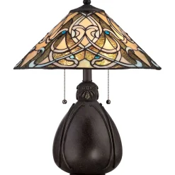 Wohnzimmerlampen|Glaslampen*Elstead Tischlampe ETERNO 5 Buntglas H:50cm Tiffany Lampe