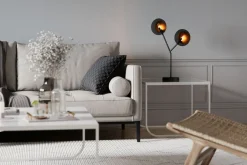 By Rydéns Tischlampe 2-flammmig 59 cm Schwarz Gold aus Glas Metall< Wohnzimmerlampen|Metall Lampen