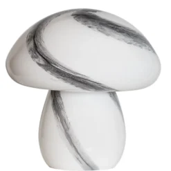 By Rydéns Tischlampe Glas 30 cm hoch Weiß marmoriert E27 Pilz Look< Wohnzimmerlampen|Metall Lampen