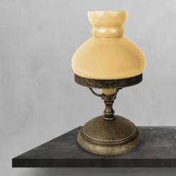 Glaslampen|Messinglampen*Giovanni Battista Tischlampe Glas Messing 23,5 cm in Bronze Antik Creme E14