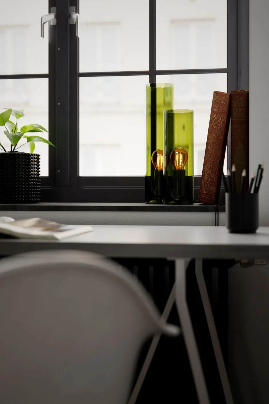 Wohnzimmerlampen|Metall Lampen*By Rydéns Tischlampe Glas Metall 30 cm hoch Grün E27 Zylinder