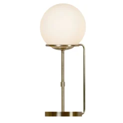 Wohnzimmerlampen|Glaslampen*Searchlight Tischlampe Glas Metall in Messing Antik Weiß E27 50 cm