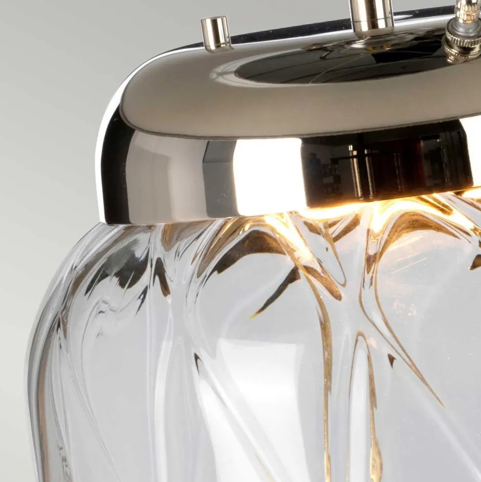 Elstead Tischlampe Glas Stoff 67,5 cm beleuchteter Sockel< Wohnzimmerlampen|Glaslampen