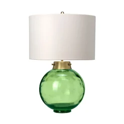 Elstead Tischlampe Glas Stoff in Grün Ecru 55,5 cm LUBIELA< Tischlampen|Schlafzimmer Lampen