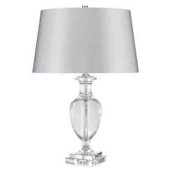 Tischlampen|Schlafzimmer Lampen*Elstead Tischlampe Glas Stoff in Silber 63cm hoch VHASI