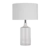 Wohnzimmerlampen|Schlafzimmer Lampen*Searchlight Tischlampe Glas Stoff Weiß 62 cm E27 elegant