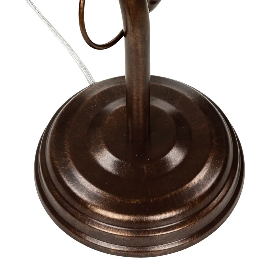 Rustikale Lampen|Glaslampen*Lamkur Tischlampe Glasschirm Ambiente Shabby Braun antik