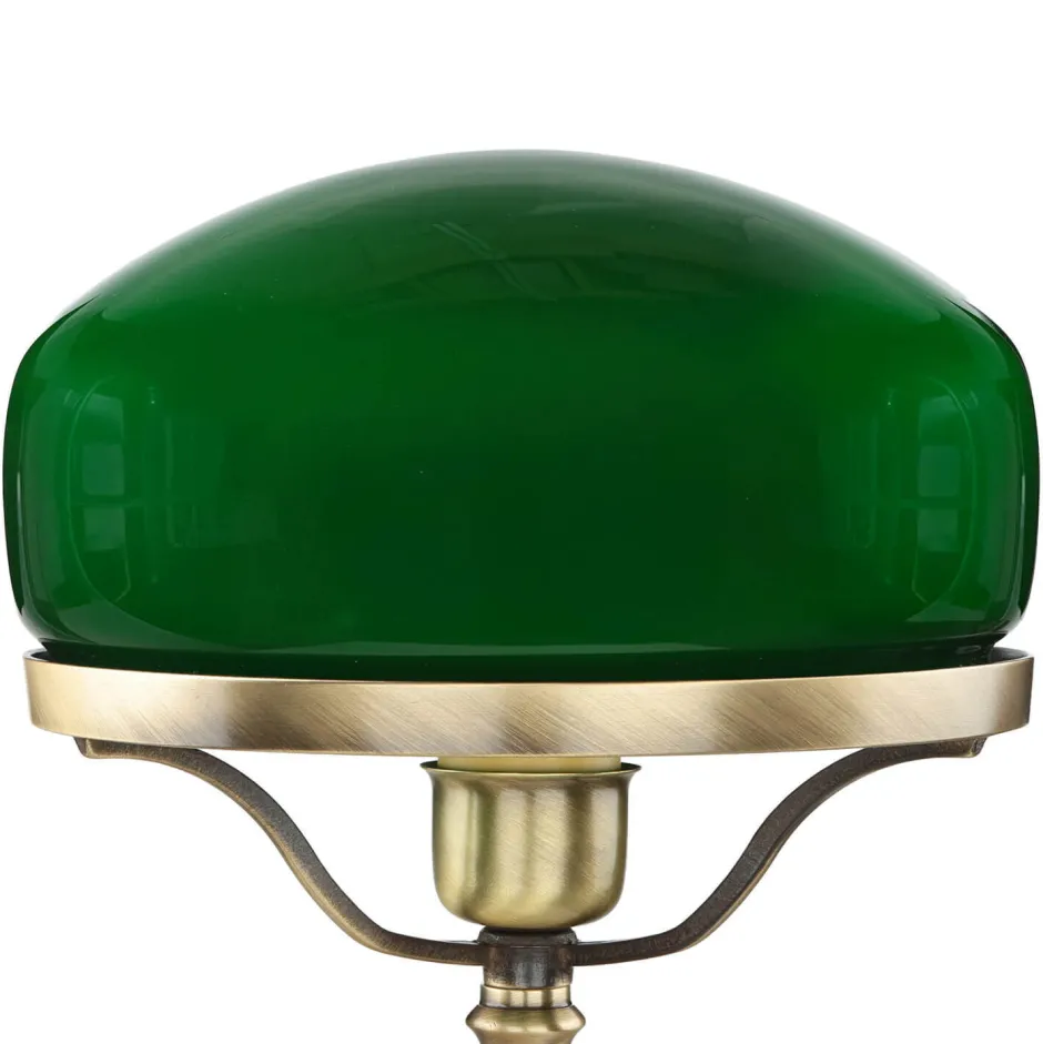 Giovanni Battista Tischlampe Glasschirm Grün aus Echt-Messing< Glaslampen|Metall Lampen