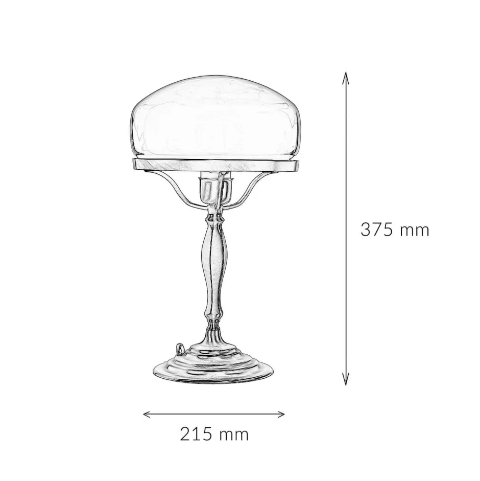 Giovanni Battista Tischlampe Glasschirm Grün aus Echt-Messing< Glaslampen|Metall Lampen