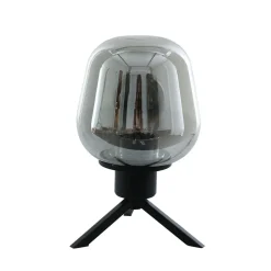 Tischlampen|Schlafzimmer Lampen*Steinhauer Tischlampe Glasschirm Schwarz Rauchgrau 23 cm elegant