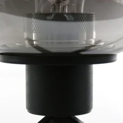 Tischlampen|Schlafzimmer Lampen*Steinhauer Tischlampe Glasschirm Schwarz Rauchgrau 23 cm elegant