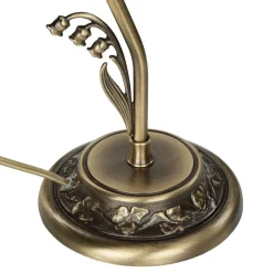 Giovanni Battista Tischlampe Glasschirm Weiß Echt-Messing Floral< Wohnzimmerlampen|Glaslampen