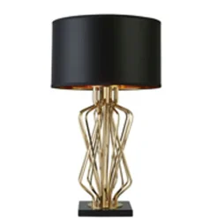 Wohnzimmerlampen|Designerlampen*Searchlight Tischlampe Gold Schwarz 72 cm hoch E27 Metall Satin