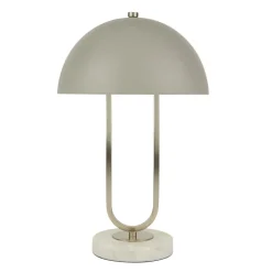 Schlafzimmer Lampen|Bauhaus Lampen*Searchlight Tischlampe Grau Weiß 40,5 cm hoch Ø 25 cm G9 Metall