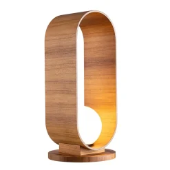 Wohnzimmerlampen|Schlafzimmer Lampen*Elstead Tischlampe Holz Furnier aus Teak Glas 54 cm hoch E27 Modern