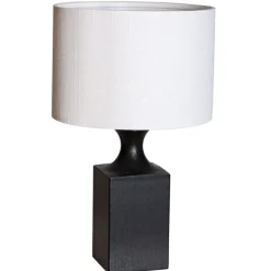 Wohnzimmerlampen|Schlafzimmer Lampen*By Rydéns Tischlampe Holz Stoff 41 cm Schwarz Weiß für E27