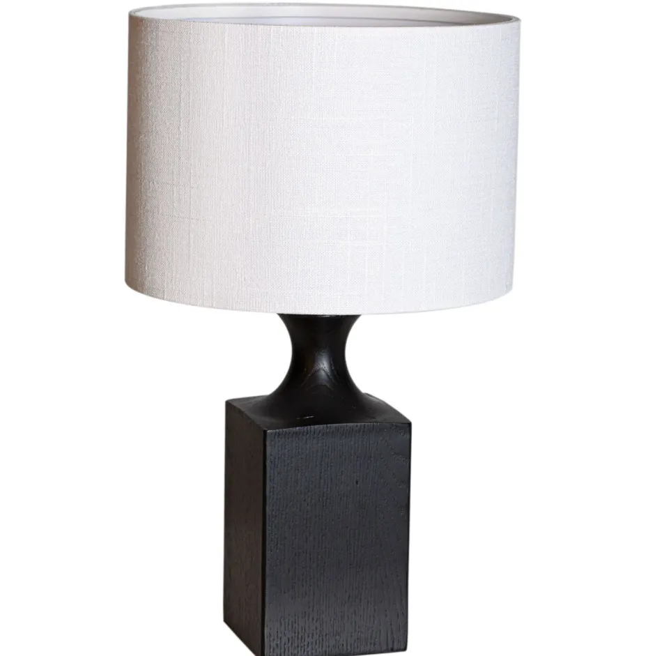 Wohnzimmerlampen|Schlafzimmer Lampen*By Rydéns Tischlampe Holz Stoff 41 cm Schwarz Weiß für E27