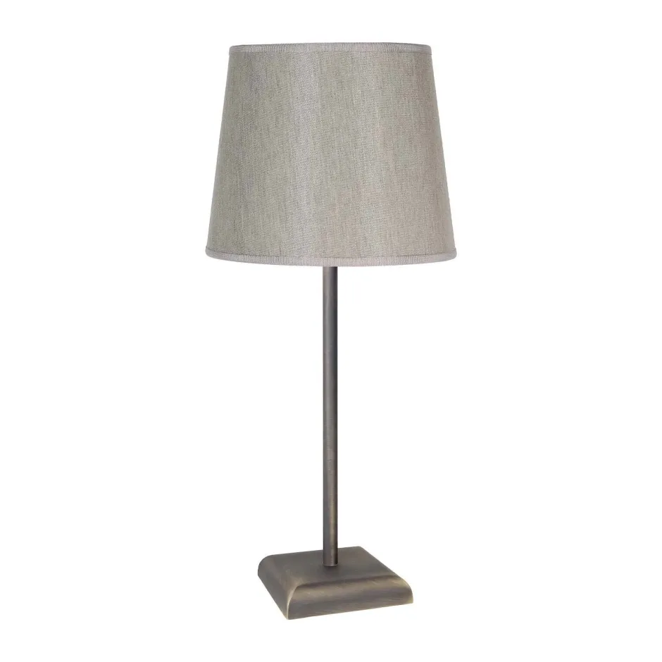 Tischlampen|Schlafzimmer Lampen*Giovanni Battista Tischlampe in Bronze matt Beige E27 45 cm Messing Stoff