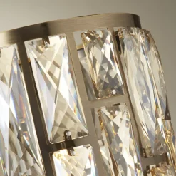 Rustikale Lampen|Glaslampen*Searchlight Tischlampe in Messing Antik Champagner E14 47 cm Kristall