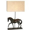 Nachttischlampen|Schlafzimmer Lampen*Elstead Tischlampe Jute Resin Pferd in Natur Bronze antik 77 cm