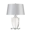 Tischlampen|Designerlampen*Elstead Tischlampe KANDILA Silber Stoff Glas H:63cm Lampe