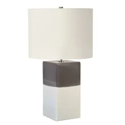 Tischlampen|Schlafzimmer Lampen*Elstead Tischlampe Keramik 60cm hoch Creme Grau Nachttisch
