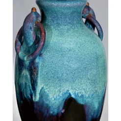 Elstead Tischlampe Keramik Leinen Maritim in Türkis Natur 85 cm< Tischlampen|Schlafzimmer Lampen