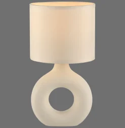 Just Light Tischlampe Keramik Stoff blendarm 30 cm E27 Beige< Schlafzimmer Lampen|Stofflampen