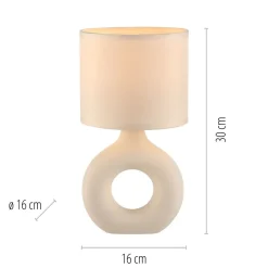 Just Light Tischlampe Keramik Stoff blendarm 30 cm E27 Beige< Schlafzimmer Lampen|Stofflampen