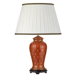Elstead Tischlampe Keramik Stoff in Terracotta Creme 68 m E27< Tischlampen|Schlafzimmer Lampen
